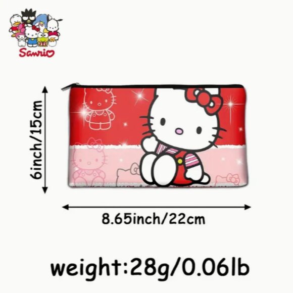 Hello Kitty Red Faux Sparkle Makeup Pencil Bag Sanrio NWT - Picture 2 of 5